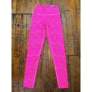 Aerie Leggings Womens Small Pink Abstract Print High-Rise Skinny Leg Activewear